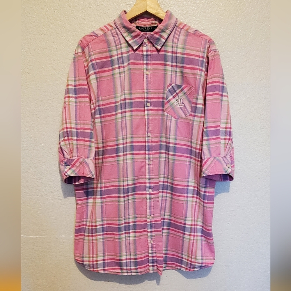 Lauren Ralph Lauren Pink Plaid Button-Down Shirt
